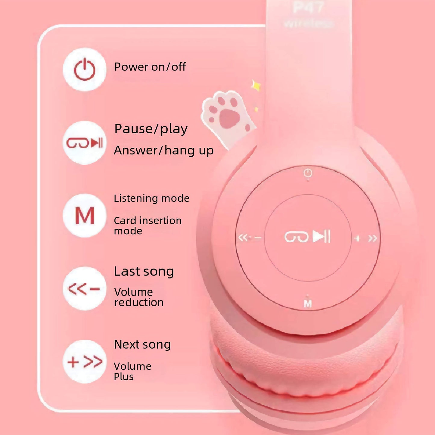 Bluetooth Wireless Headphones with Microphone for Kids, Mobile & PC
