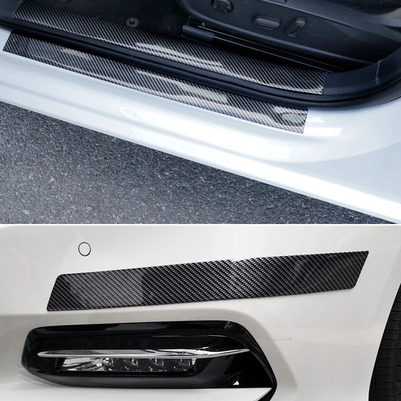 SEAMETAL Car Bumper Door Sill Stickers Carbon Fiber Car Body Vinyl Protection Sticker Strip Anti Scratch Film Auto Accessories