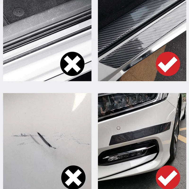 SEAMETAL Car Bumper Door Sill Stickers Carbon Fiber Car Body Vinyl Protection Sticker Strip Anti Scratch Film Auto Accessories