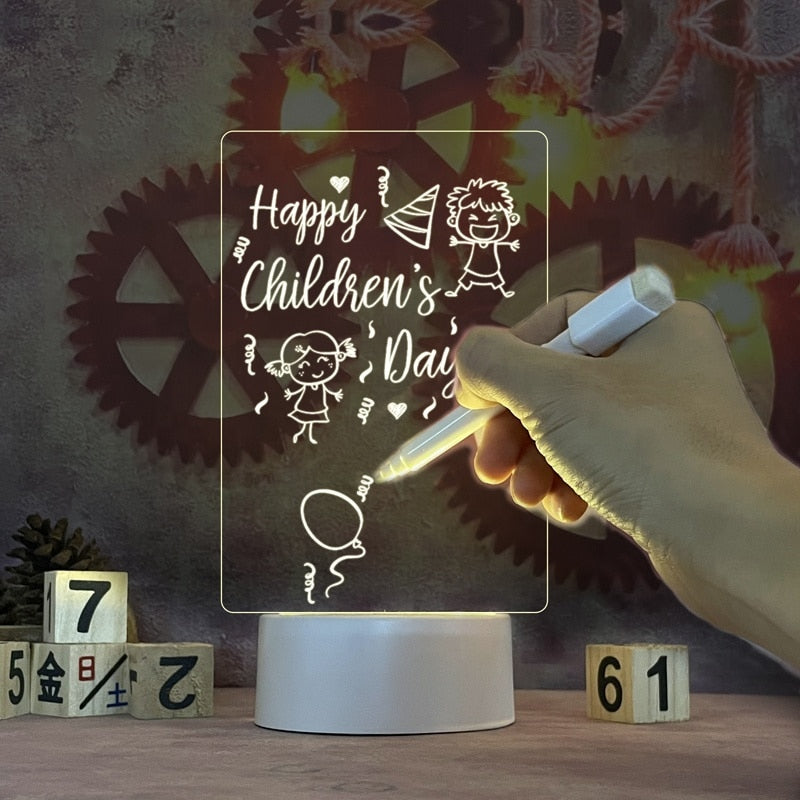 Rewritable LED Message Board Lamp – Creative Night Light for Notes & Doodle