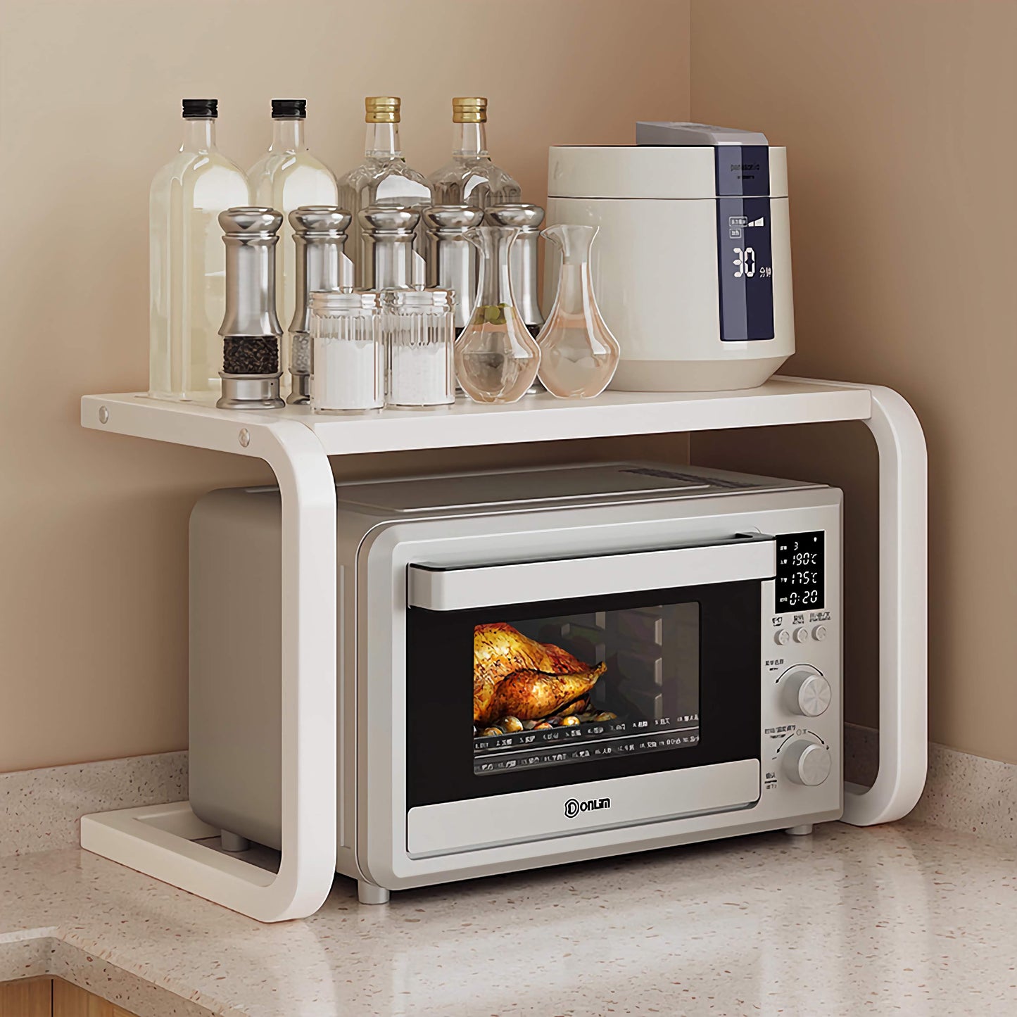 Multi-Functional Microwave Oven Storage Rack – Double-Layer Kitchen Shelf and countertop Organizer