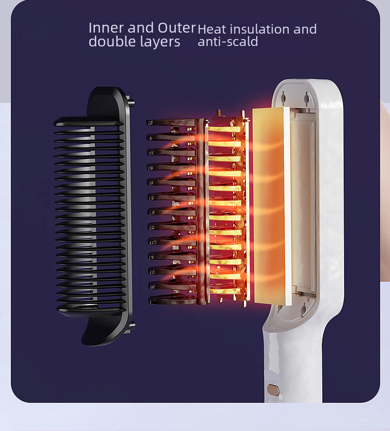 Hair Curler Straightener Two-in-one Clipboard Electric Hair Curling Comb Lcd Display Negative Ion Straightener