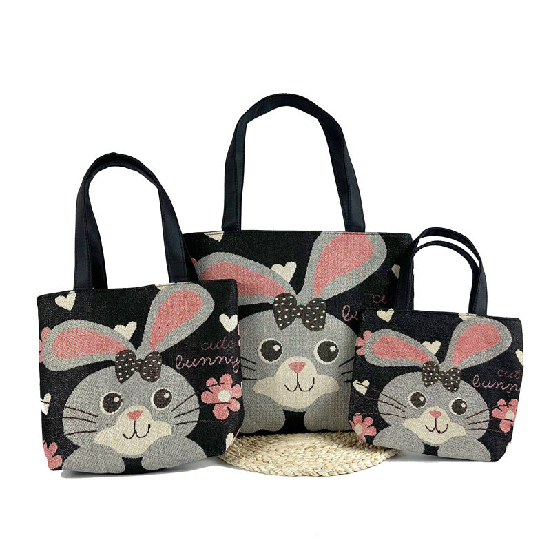 Big Ear Bunny Tote Bag Set – Versatile & Stylish (Small, Medium, Large) - Pack of 3