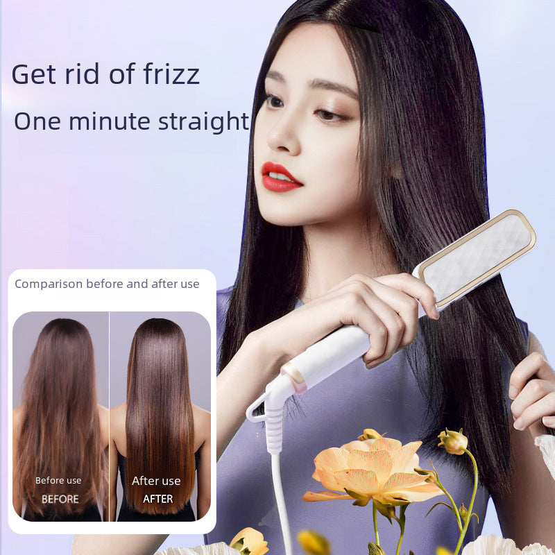 Hair Curler Straightener Two-in-one Clipboard Electric Hair Curling Comb Lcd Display Negative Ion Straightener