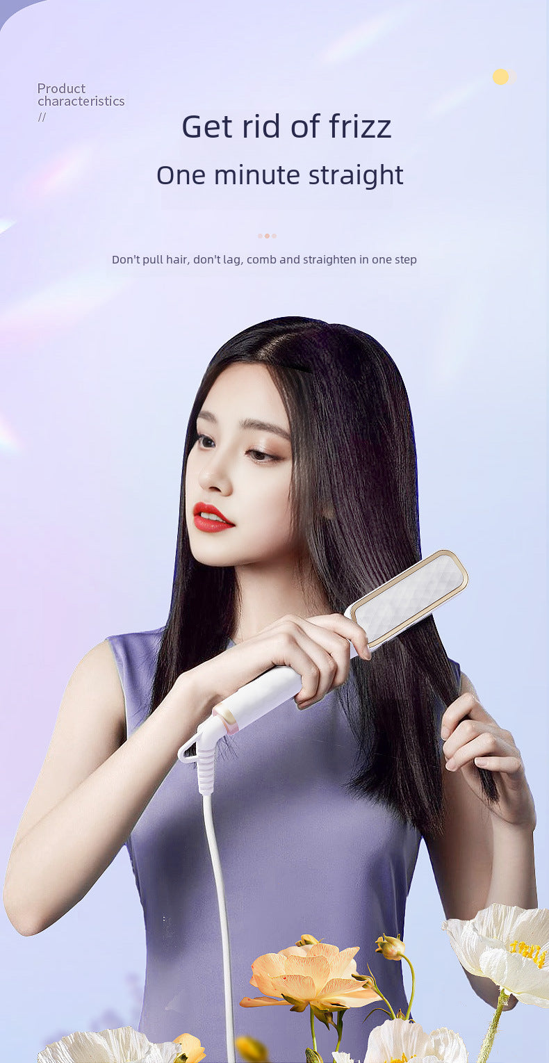 Hair Curler Straightener Two-in-one Clipboard Electric Hair Curling Comb Lcd Display Negative Ion Straightener