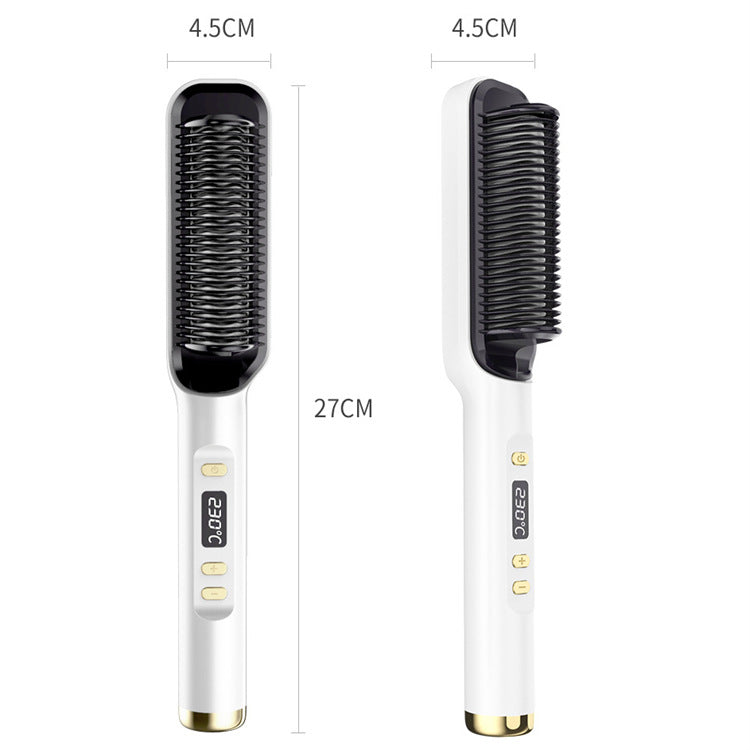 Hair Curler Straightener Two-in-one Clipboard Electric Hair Curling Comb Lcd Display Negative Ion Straightener