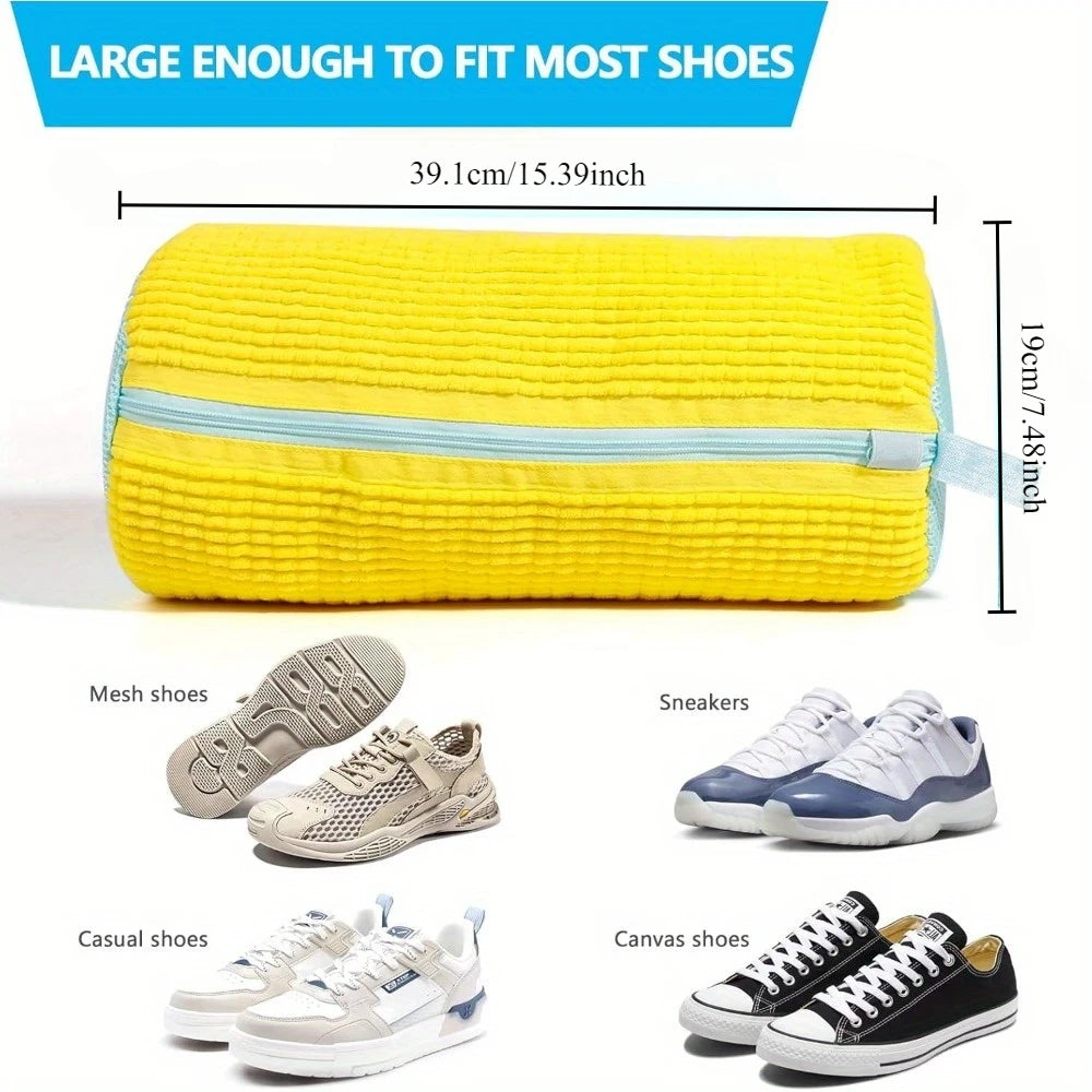Shoe Washing Machine Bag – 2pcs Yellow 360° Deep Clean Sneaker Laundry Bags for Washer & Dryer