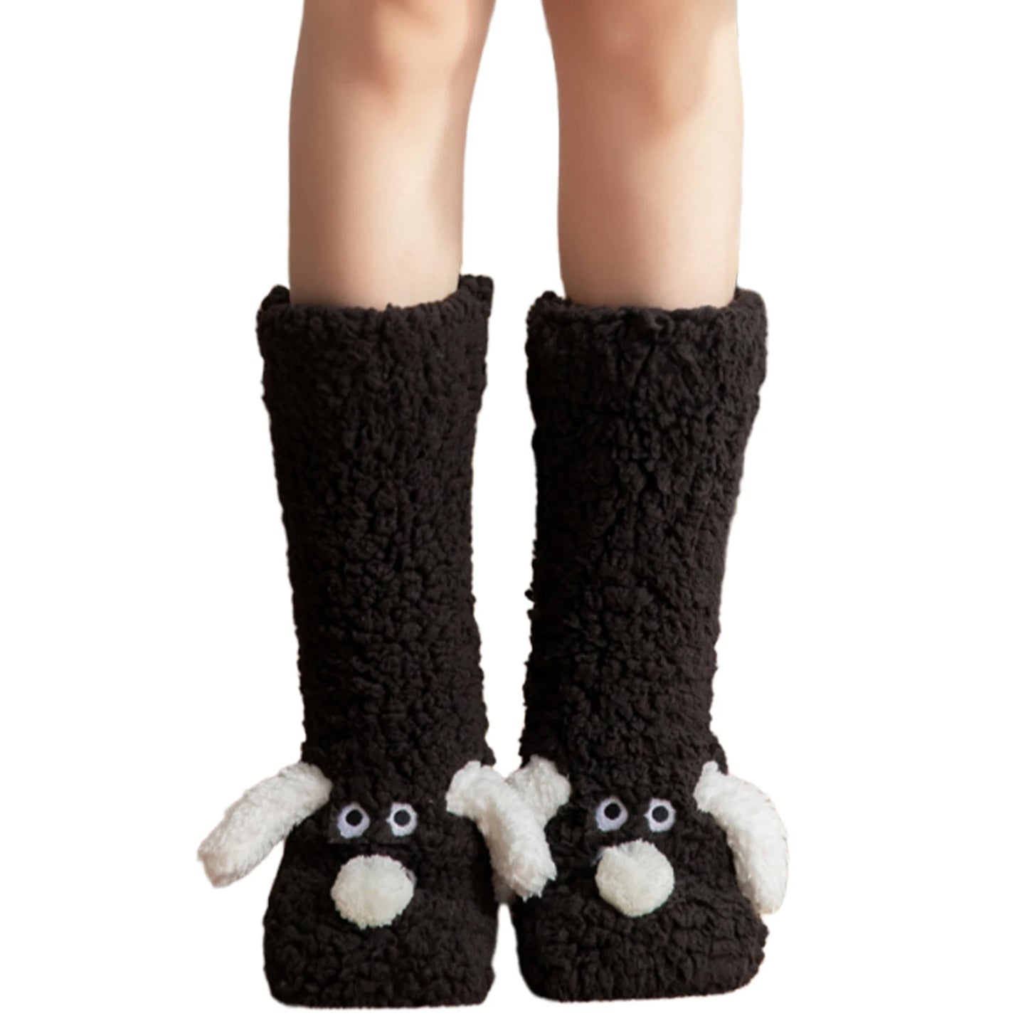 Cute Cartoon Dog Floor Socks Funny Socks Winter Warm Non-slip Plush Socks For Women