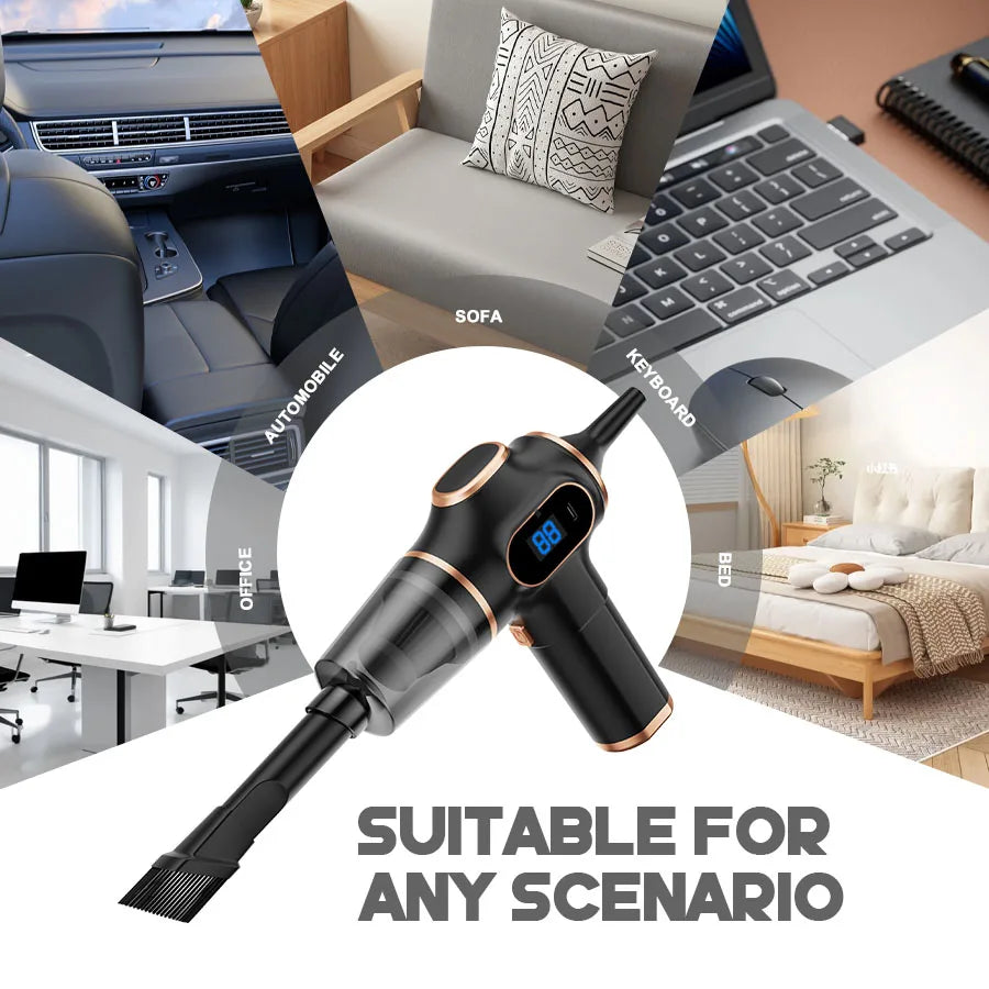 Wireless Mini Vacuum Cleaner – 128W High-Speed Suction Dual Battery, USB Rechargeable, Blow & Suction Combo