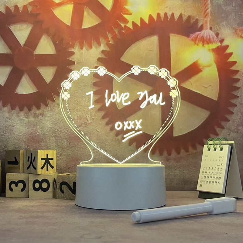 Rewritable LED Message Board Lamp – Creative Night Light for Notes & Doodle