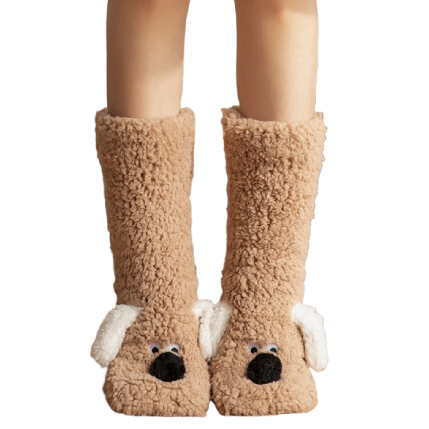Cute Cartoon Dog Floor Socks Funny Socks Winter Warm Non-slip Plush Socks For Women