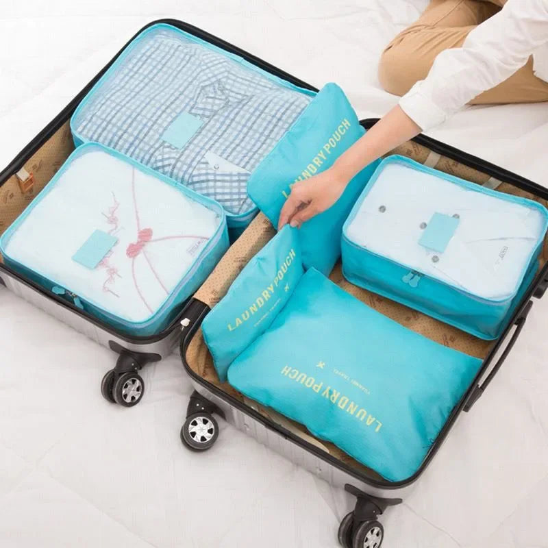 6pcs Set Travel Suitcase Organizer Bags Shoe Clothes Luggage Organizer Bags Luggage Packing Cubes for Travel Organizer Storag