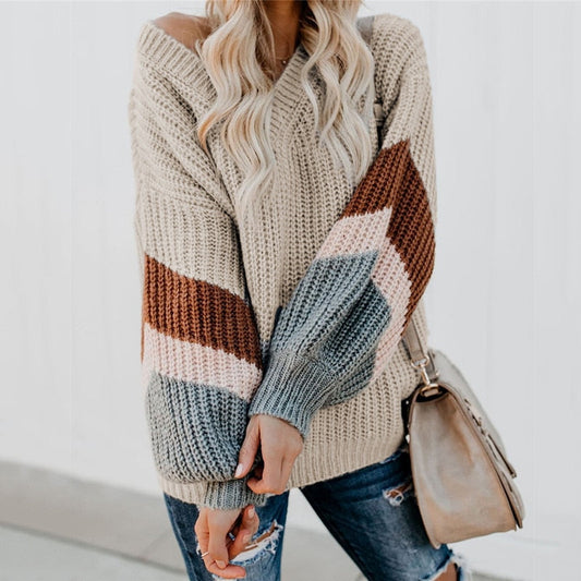 BOHEMIAN STRIPED KNITTED SWEATER