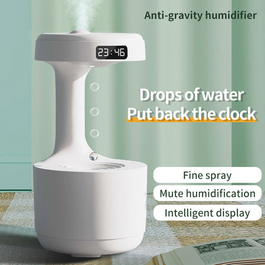 Anti-Gravity Humidifier with Digital Clock – Ultra-Quiet, LED Display, Stress-Relief & Aromatherapy