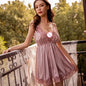 Luxury Embroidered Nightgown – Sleeveless V-Neck Mini Dress in Solid Colors (MS65)