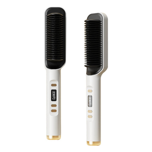 Hair Curler Straightener Two-in-one Clipboard Electric Hair Curling Comb Lcd Display Negative Ion Straightener