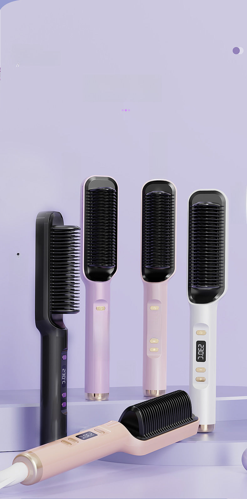 Hair Curler Straightener Two-in-one Clipboard Electric Hair Curling Comb Lcd Display Negative Ion Straightener