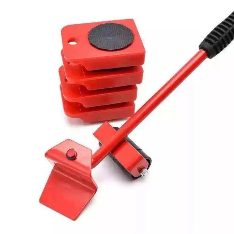 4pcs set Furniture Lifter Heavy Duty Furniture Mover Transport Moving System 4 Move Roller 1 Wheel Bar Lifting Hand Tool Set