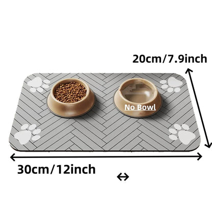 Pet Placemat for Food and Water Bowl, with Waterproof Rubber Backing, Quick Dry Water Mat for Dog Cat