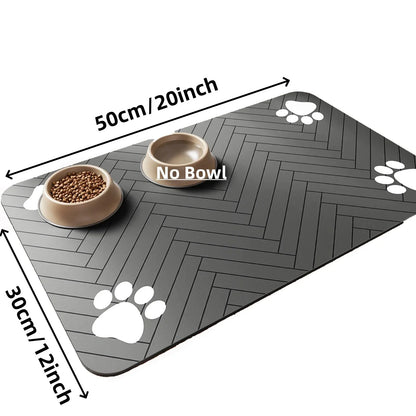 Pet Placemat for Food and Water Bowl, with Waterproof Rubber Backing, Quick Dry Water Mat for Dog Cat