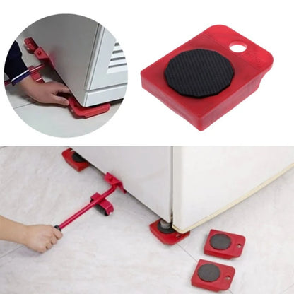 4pcs set Furniture Lifter Heavy Duty Furniture Mover Transport Moving System 4 Move Roller 1 Wheel Bar Lifting Hand Tool Set