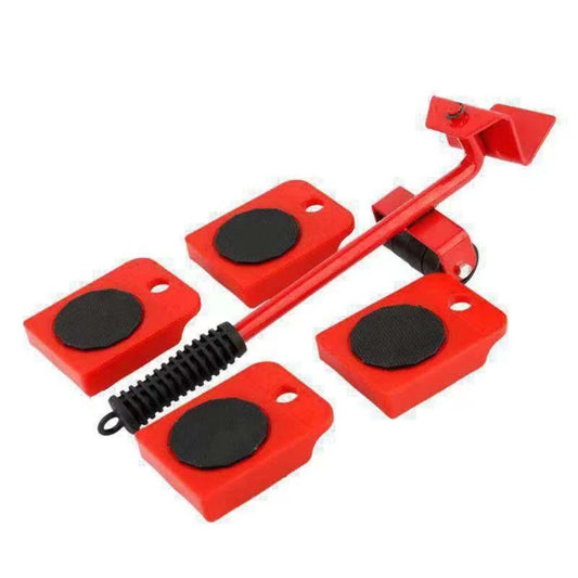4pcs set Furniture Lifter Heavy Duty Furniture Mover Transport Moving System 4 Move Roller 1 Wheel Bar Lifting Hand Tool Set