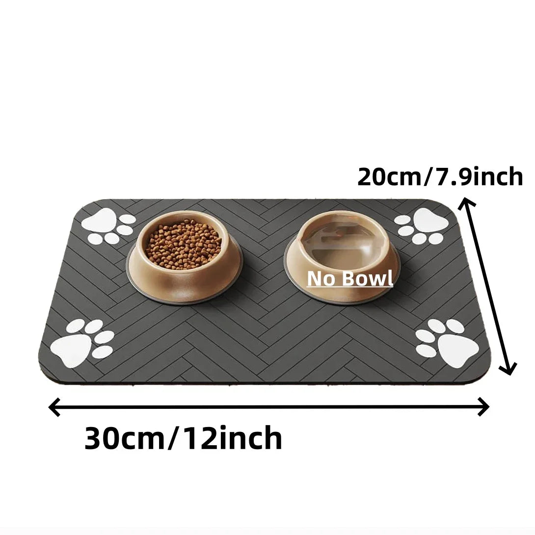 Pet Placemat for Food and Water Bowl, with Waterproof Rubber Backing, Quick Dry Water Mat for Dog Cat
