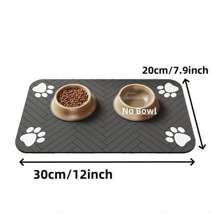 Pet Placemat for Food and Water Bowl, with Waterproof Rubber Backing, Quick Dry Water Mat for Dog Cat